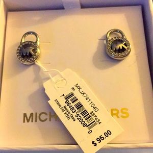 Michael Kors silver padlock stud earrings
